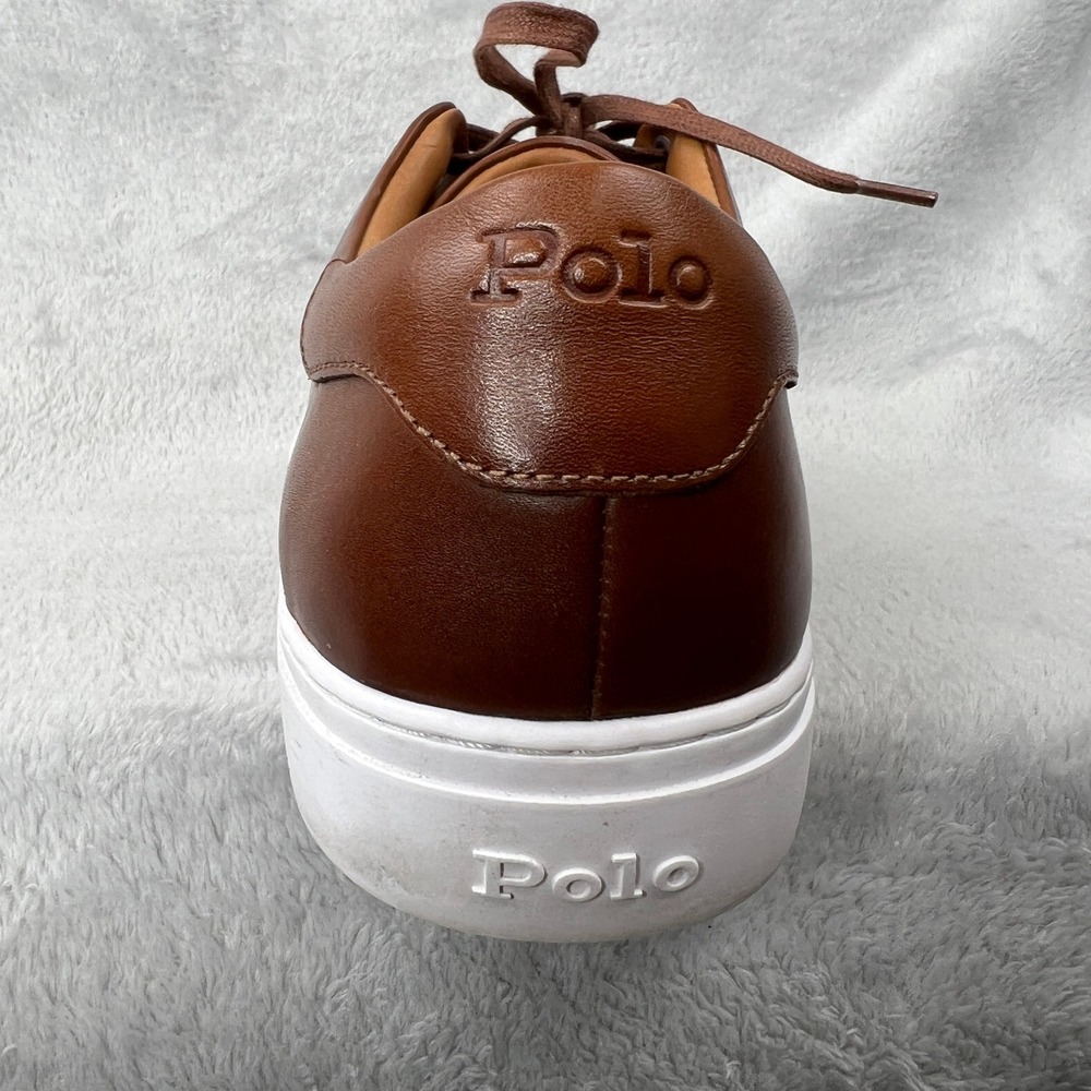 Polo Ralph Lauren Jermain II Leather Sneakers Size 11.5 Brown Men Low Top Casual - Picture 9 of 16